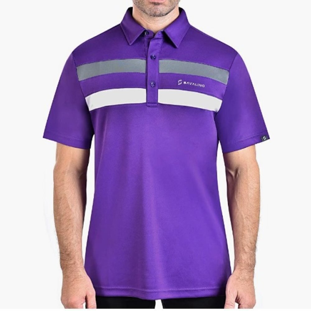 Men's Bowling Polo Shirts Material Wicks Sweat & Dries Fast, Size S